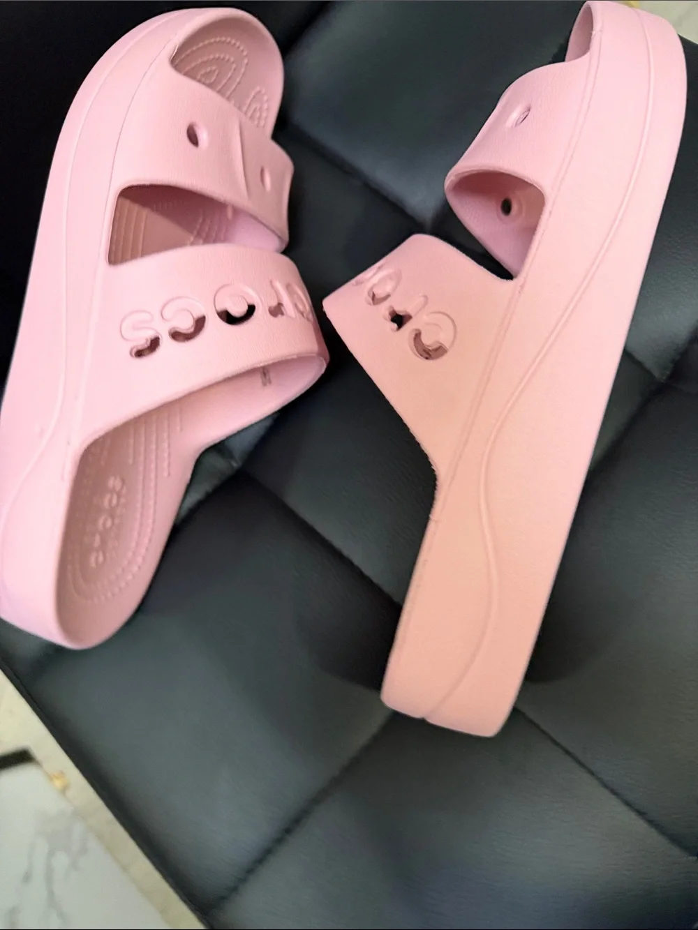 CROCS Light Pink Two-Strap Slide Sandals - Picture 7 of 7